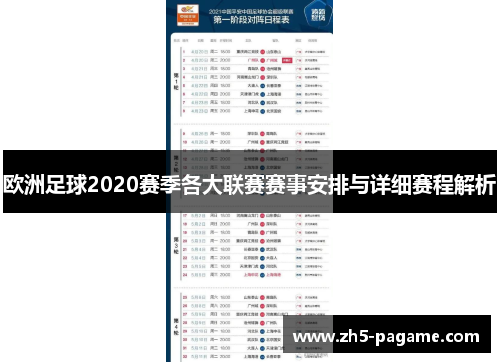欧洲足球2020赛季各大联赛赛事安排与详细赛程解析
